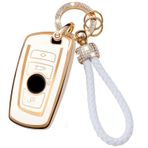ontto Bling Araba Anahtarı Kılıfı Kapak Anahtar Kılıfı Anahtarlık TPU Koruyucu Kılıf BMW 520 F10 F30 F18 118i 320i 1er 3 Serisi 5 Serisi 7 Serisi X3 F25 X4 M3 M5 4 Tuşlu Anahtar Kılıfı Beyaz B
