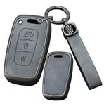 ontto Çinko Alaşım Araba Anahtarı Kılıf Kapak Fit Hyundai Solaris HB20 Veloster SR IX35 Accent Elantra i30 KIA RIO Forte K2 K3 K5 3 düğmeler Uzaktan Deri Anahtarlık Anahtarlık Aksesuarları, Uzun
