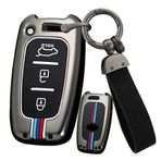 ontto Çinko Alaşım Araba Anahtarlık Kapağı Fit Hyundai Genesis Coupe Sonata ix35 KIA Forte Sportage K2 K5 Anahtarlık Uzaktan Anahtar Kılıf Kabuk Tutucu Çanta Anahtarlık Aksesuarları 3 Düğme Siyah