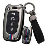 ontto Çinko Alaşım Araba Anahtarlık Kapağı Fit Hyundai Genesis Coupe Sonata ix35 KIA Forte Sportage K2 K5 Anahtarlık Uzaktan Anahtar Kılıf Kabuk Tutucu Çanta Anahtarlık Aksesuarları 4 Düğme Siyah