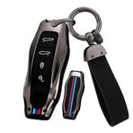 ontto Çinko Alaşım Araba Anahtarlık Kapak kılıf Fit Porsche 718 Cayenne Panamera 911 Macan Taycan Cayman Boxster Anahtarlık Silikon Anahtar Kabuk Tutucu Çanta Anahtarlık Aksesuarları 4 Düğme Siyah