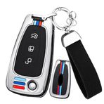 ontto Çinko alaşım Araba anahtarlık kapak kılıfı Ford Ranger C-Max S-Max Focus Galaxy Mondeo Transit Tourneo Özel anahtarlık 3 düğme Flip Key Shell Tutucu çanta anahtarlık koruyucusu Aksesuarları