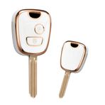 ontto Citroen C1 C4 Berlingo Xasara için Peugeot 106 107 206 207 306 306 407 için uygun araba anahtarı kılıfı koruyucu kılıf TPU anahtar kılıfı anahtarlık altın bej