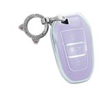 ontto Citroen C4L C3-XR DS5LS DS6 için Peugeot 301 408 508 2008 3008 uyumlu araba anahtarı kılıfı Opel anahtar kılıfı TPU anahtar kılıfı uzaktan kumanda anahtarlık 3 tuşlu araba aksesuarı-A lila