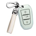 ontto Citroen C4L C3-XR DS5LS DS6 için Peugeot 301 408 508 2008 3008 uyumlu araba anahtarı kılıfı Opel anahtar kılıfı TPU anahtar kılıfı uzaktan kumanda anahtarlık 3 tuşlu araba aksesuarı-B beyaz