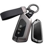 ontto Deri araba anahtarı kılıfı VW Golf 8 GTI ID.6 ID.7 Pro Lavida Seat Leon MK4 Ateca Born 2020-2024 için uygundur Anahtar kılıfı Metal Koruyucu kılıf Anahtarlık Anahtar kılıfı 3 Tuş-B Siyah