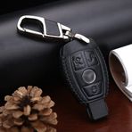 Ontto deri araba anahtarlık kapağı Mercedes Benz ABC E G K R S sınıfı AMG CLA GLA VITO GLE ML GLK CLK anahtarlık aksesuarları Anahtarlık uzaktan anahtar kabuk anahtar tutucu anahtarlık koruyucu 3 düğme siyah