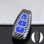 ontto Ford Fiesta Focus Fusion Mondeo Ecosport Kuga Titanyum MK3 MK4 Galaksi Aksesuarları Uzaktan Kumanda Anahtar Kabuğu Plastik Silikon Anahtar Kılıfı Anahtarlık Koruyucu Mavi A