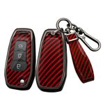 ontto Ford Fusion Fiesta Mondeo Everest Ranger Ecosport Kuga F150 Focus 2 3 Figo Puma Flip Anahtar kılıfı Akıllı Anahtar Kabuk Tutucu Anahtarlık Aksesuarları Kırmızı B