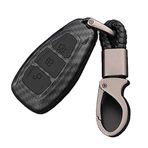ontto Ford Karbon Fiber Akıllı Anahtar Kapağı Kılıfı Anahtar Kabuk Uzaktan Anahtar Kutusu Anahtarlık Anahtarlık Çizilmeyi ve Düşmeyi Önler Ford Mondeo Focus 3 MK3 ST Kuga Titanyum (Siyah)