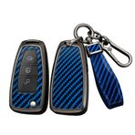 ontto Ford Ranger C-Max S-Max Focus Galaxy Mondeo Transit Tourneo Özel Ranger 3 Düğmeli Flip Anahtar Kılıfı Anahtarlık Akıllı Anahtar Kabuk Tutucu Anahtarlık Aksesuarları Mavi B