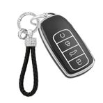 ontto Gümüş kenarlı araba anahtarı kılıfı anahtar kılıfı anahtar çantası koruyucu kılıf anahtarlık Chery Tiggo 8 Plus 8 Pro Tiggo7 Pro Arrizo 5 Plus Omoda 5 C5 2021-2024 için uygun 4 tuşlu A siyah