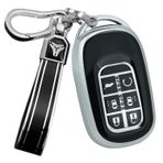 ontto Honda 5 Düğmeli Anahtar Koruyucu Anahtar Uzaktan Araba Anahtarı Muhafazası TPU Anahtar Kılıfı Hafif ve Dayanıklı Anahtar Çantası Honda Civic Accord CR-V HR-V Pilot 2023 2024 Aksesuarları Siyah