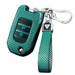 ontto Honda Civic Accord City CR-V Jazz XR-V Vezel HR-V FRV Flip TPU Karbon Fiber Desenli Anahtarlık Anahtarlık Aksesuarları 2 Düğme Yeşil