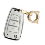 ontto Hyundai Elantra Solaris I30 I30n I35 I40 Tucson Kona Genesis Accent Santa Fe 2017-2020 Flip Key case Akıllı Anahtar Kabuk Tutucu Çanta Anahtarlık Anahtarlık Aksesuarları Beyaz A