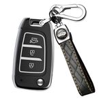 ontto Hyundai Elantra Solaris I30 I30n I35 I40 Tucson Kona Genesis Accent Santa Fe 2017-2020 Flip Key case Akıllı Anahtar Kabuk Tutucu Çanta Anahtarlık Anahtarlık Aksesuarları Siyah A
