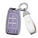 ontto Hyundai Elantra Solaris I30 I30n I35 I40 Tucson Kona Genesis Accent Santa Fe 2017-2020 Flip Key case Akıllı Anahtar Tutucu Çanta Anahtarlık Anahtarlık Aksesuarları Açık Mor B