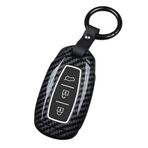 ontto Hyundai Palisade Accent Santa Fe Veloster Kona Electric Nexo Elantra GT i30 Akıllı Anahtar Kılıfı Anahtarlık Aksesuarları 4 Düğmeli Anahtarlık Anahtarlık Karbon Siyah