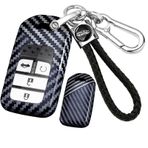 ontto Karbon desen anahtarlık durumda araba anahtarı kapağı Fit Honda araba aksesuarları Civic Accord Pilot CRV HRV CRZ Fit Odyssey, Type-a-keychain Siyah