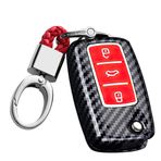 ontto Katlanabilir araba anahtarı kılıfı, VW Bora Polo Tiguan Jetta Passat B5 B6 B7 Golf Beetle için uygundur, Skoda Octavia ABS için koruyucu kılıf, anahtar kılıfı, anahtarlık, aksesuar, A, kırmızı