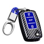 ontto Katlanabilir araba anahtarı kılıfı, VW Bora Polo Tiguan Jetta Passat B5 B6 B7 Golf Beetle için uygundur, Skoda Octavia ABS için koruyucu kılıf, anahtar kılıfı, anahtarlık, aksesuar, A, mavi