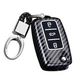 ontto Katlanabilir araba anahtarı kılıfı, VW Bora Polo Tiguan Jetta Passat B5 B6 B7 Golf Beetle için uygundur, Skoda Octavia ABS için koruyucu kılıf, anahtar kılıfı, anahtarlık, aksesuar, A, siyah