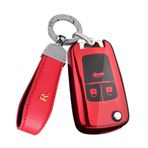 ontto Katlanır anahtar kılıfı Chevrolet Cruze Aveo Trax Malibu Captiva Opel Astra J Corsa Insignia Mokka araba anahtarı kılıfı kapak TPU silikon koruyucu kılıf anahtarlık aksesuar-B kırmızı