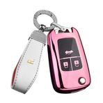 ontto Katlanır anahtar kılıfı Chevrolet Cruze Aveo Trax Malibu Captiva Opel Astra J Corsa Insignia Mokka araba anahtarı kılıfı kapak TPU silikon koruyucu kılıf anahtarlık aksesuar-B pembe