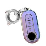 ontto Katlanır araba anahtarı kılıfı FIAT Ducato 500 500L Panda Grande Punto Lancia Musa için uygun koruyucu kılıf TPU anahtar kılıfı anahtar kılıfı anahtarlık anahtar kutusu kapak aksesuar-A lila