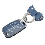 ontto Katlanır araba anahtarı kılıfı Peugeot Citroen C1 C2 C3 C4 C5 DS3 DS4 DS5 DS6 için uygun koruyucu kılıf TPU gümüş kenarlı anahtar kılıfı anahtarlık anahtar kılıfı kapak 3 tuşlu gri mavi
