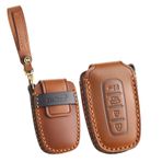 ontto Kia Soul Sportage Sorento Rio Optima Forte için 4 düğmeli Araba Anahtarı Kılıfı Hyundai Azera Elantra Equus Genesis Sonata Veloster Araba Aksesuarları için Uygun, Kahverengi