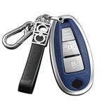 ontto Metal anahtar kılıfı kapak araba anahtarı kılıfı kılıf Suzuki Swift Vitara Grand Vitara II SX4 Baleno Kizashi Jimny Ignis için uygun koruyucu kılıf anahtar kılıfı 3/4 tuşlu aksesuar gümüş mavi