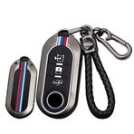 ontto Metal Araba Anahtarı Kılıfı Anahtar Kılıfı FIAT Ducato 500 500L Panda Grande Punto Lancia Musa Bravo için Uygun Koruyucu Kılıf Anahtarlık Anahtar Kılıf Kapak Aksesuar 3 Tuş-B Siyah
