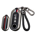 ontto Metal Araba Anahtarı Kılıfı Anahtar Kılıfı FIAT Ducato 500 500L Panda Grande Punto Lancia Musa Bravo için Uygun Koruyucu Kılıf Anahtarlık Anahtar Kılıf Kapak Aksesuar 3 Tuş C Siyah