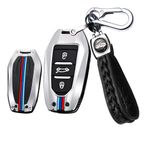 ontto Metal Araba Anahtarı Kılıfı Anahtar Kılıfı Peugeot 308 408 508 2008 3008 4008 Citroen C4L Picasso DS3 DS4 Opel Mokka Zafira Koruyucu Kılıf Anahtarlık Anahtar Kılıfı Cover-A Gümüş