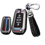 ontto Metal Araba Anahtarı Kılıfı Anahtar Kılıfı Peugeot 308 408 508 2008 3008 4008 Citroen C4L Picasso DS3 DS4 Opel Mokka Zafira Koruyucu Kılıf Anahtarlık Anahtar Kılıfı Cover-B Siyah