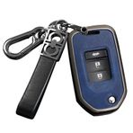 ontto Metal araba anahtarı kılıfı, anahtarlıklı anahtar kılıfı, Honda Fit XRV Vezel City Jazz Civic HRV Crider CRV Accord anahtar kılıfı uzaktan kumanda Cover aksesuar siyah mavi