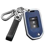 ontto Metal araba anahtarı kılıfı, anahtarlıklı anahtar kılıfı, Honda Fit XRV Vezel City Jazz Civic HRV Crider CRV Accord anahtar kılıfı, uzaktan kumanda, kapak, aksesuar, gümüş mavi