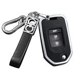ontto Metal araba anahtarı kılıfı, anahtarlıklı anahtar kılıfı, Honda Fit XRV Vezel City Jazz Civic HRV Crider CRV Accord anahtar kılıfı, uzaktan kumanda, kapak, aksesuar, gümüş, siyah