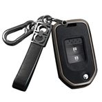 ontto Metal araba anahtarı kılıfı, anahtarlıklı anahtar kılıfı, Honda Fit XRV Vezel City Jazz Civic HRV Crider CRV Accord anahtar kılıfı, uzaktan kumanda, kapak, aksesuar, siyah