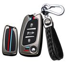 ontto Metal Araba Anahtarı Kılıfı Katlanır Anahtar Kılıfı Peugeot 107 207 306 407 308 Citroen C1 C2 C3 C5 DS3 DS4 DS5 DS6 Koruyucu Kılıf Anahtarlık Anahtar Kılıfı Kapak 3 Tuşlu A Siyah