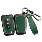 ontto Metal Araba Anahtarlık Kapağı Toyota Auris Corolla Avensis Verso Yaris Aygo Scion TC IM Camry RAV4 2/3/4 Düğmeli Kapaklı Deri Anahtar Kılıfı Kabuk Anahtarlık Anahtarlık Aksesuarları Siyah-Yeşil