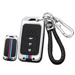 ontto Metal araba anahtarlık kapak durumda Fit Honda Civic Accord Vezel Fit CRV HRV Crz Hrv Polit Caz Yeşim anahtarlık silikon uzaktan anahtar kabuk tutucu çanta anahtarlık aksesuarları 3 düğme gümüş