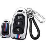 ontto Metal araba anahtarlık kapak Fit Hyundai Elantra Sonata Veloster Santa Fe Kia Optima Sorento Forte 2006-2011 anahtar durumda anahtarlık silikon anahtar kabuk tutucu anahtarlık aksesuarları 3