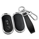 ontto Metal araba anahtarlık kapak Fit Mercedes Benz C S sınıfı W206 W223 S350 C260 C300 S400 S450 S500 Maybach akıllı deri anahtar kılıfı kabuk anahtarlık anahtarlık aksesuarları gümüş-siyah