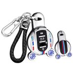 ontto Metal Araba Anahtarlık Kapak kılıfı BMW Mini Cooper F54 Clubman F55 F56 F57 F60 Countryman Anahtarlık Silikon Anahtar Kabuk Tutucu Çanta Anahtarlık Koruyucu Aksesuarlar 4 Düğme Mavi