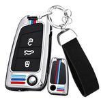 ontto Metal Araba Anahtarlık Kapak kılıfı VW Polo Golf 7 VII GTI GTD GTE R 3 Düğmeler Flip Anahtar kılıfı Anahtarlık Akıllı Anahtar Kabuk Tutucu Çanta Anahtarlık Koruyucu Aksesuarlar Gümüş B
