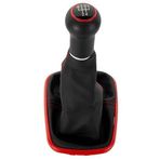 ontto Otomatik Vites topuzu fit VW Golf4 Bora 1998 1999 2000 2001 2002 2003 2004 Manuel Vites Kolu Styling Deri Toz Geçirmez Kapak ile 5 Hız kırmızı 12mm
