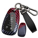ontto PC Karbon Fiber Araba Anahtarı Kılıfı Anahtar Kılıfı Anahtar Kılıfı Chevrolet Cruze Malibu Camaro Volt Bolt Equinox Traverse Anahtarlık 3/4/5 Tuşlu Aksesuar-A Siyah Kırmızı