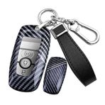 ontto PC Karbon Fiber Araba Anahtarı Kılıfı Anahtar Kılıfı Anahtar Kılıfı Ford Bronco Sport Edge Escape Expedition Ecosport Focus Mustang Anahtarlık Aksesuar 2/3/4/5 Tuş-A Siyah Beyaz